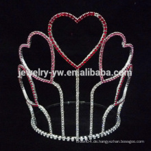 Neue Entwürfe Herz Rhinestone-Schmucksache-hohe Festzug-Krone-Tiara